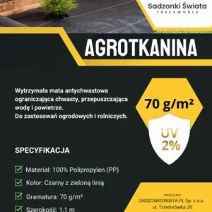 AGROTEXTILIE ČERNÁ 70G 1,1M x 50M – VÝROBCE SADZONKISWIATA.PL sp. z o.o.